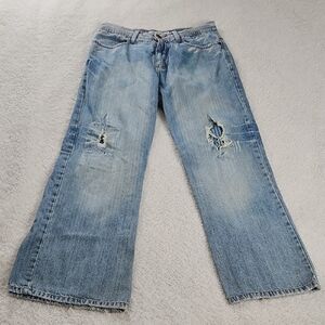 Duck Head Blue Distressed Vintage Jeans with Orange Topstitching Mens 30 X 30